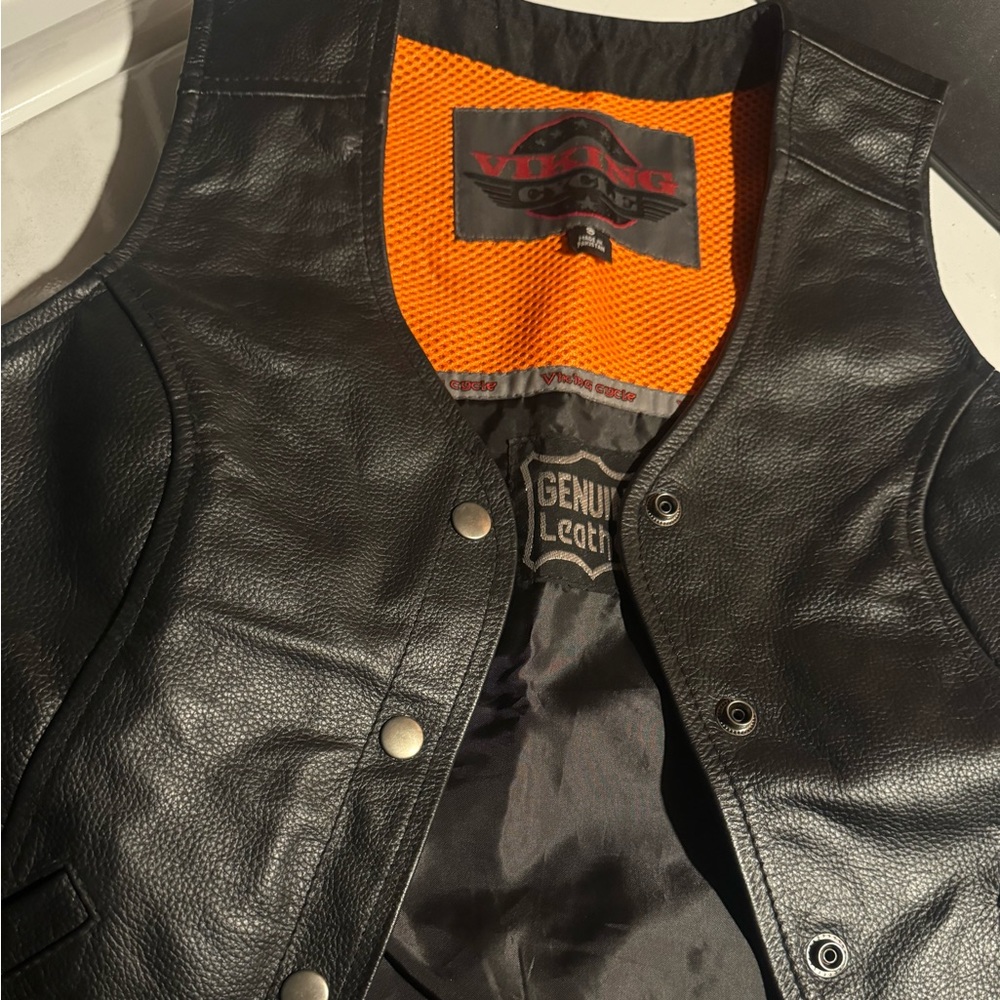 Motorcycle vest genuine leather